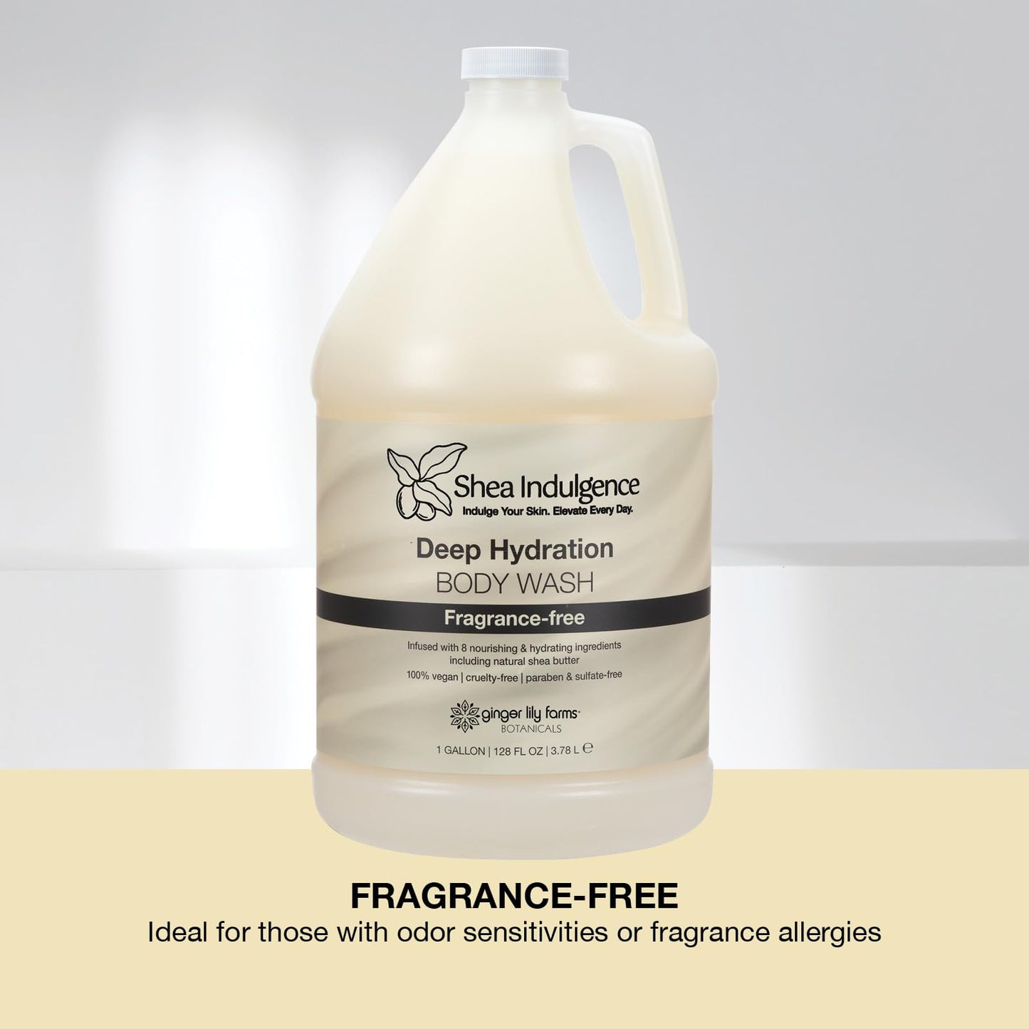 Ginger Lily Farms Botanicals Shea Indulgence Deep Hydration Body Wash, 100% Vegan & Cruelty-Free, Fragrance-Free, 1 Gallon (128 fl oz) Refill Beauty & Personal Care Ginger Lily Farms