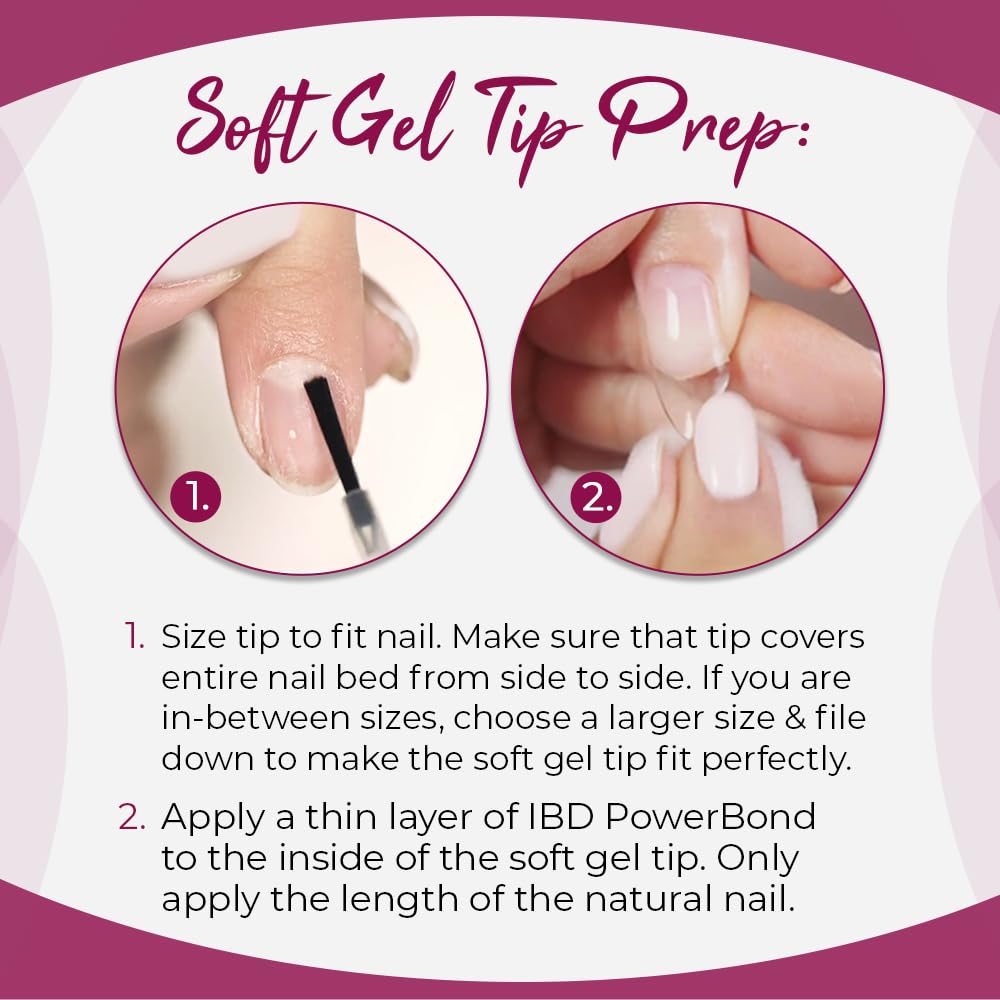 IBD Clear Soft Gel Nail Tips Almond Medium Stiletto - Pre-Etched Full Cover Nail Extensions for Acrylic & Gel Manicures, Lightweight Press On Nails
