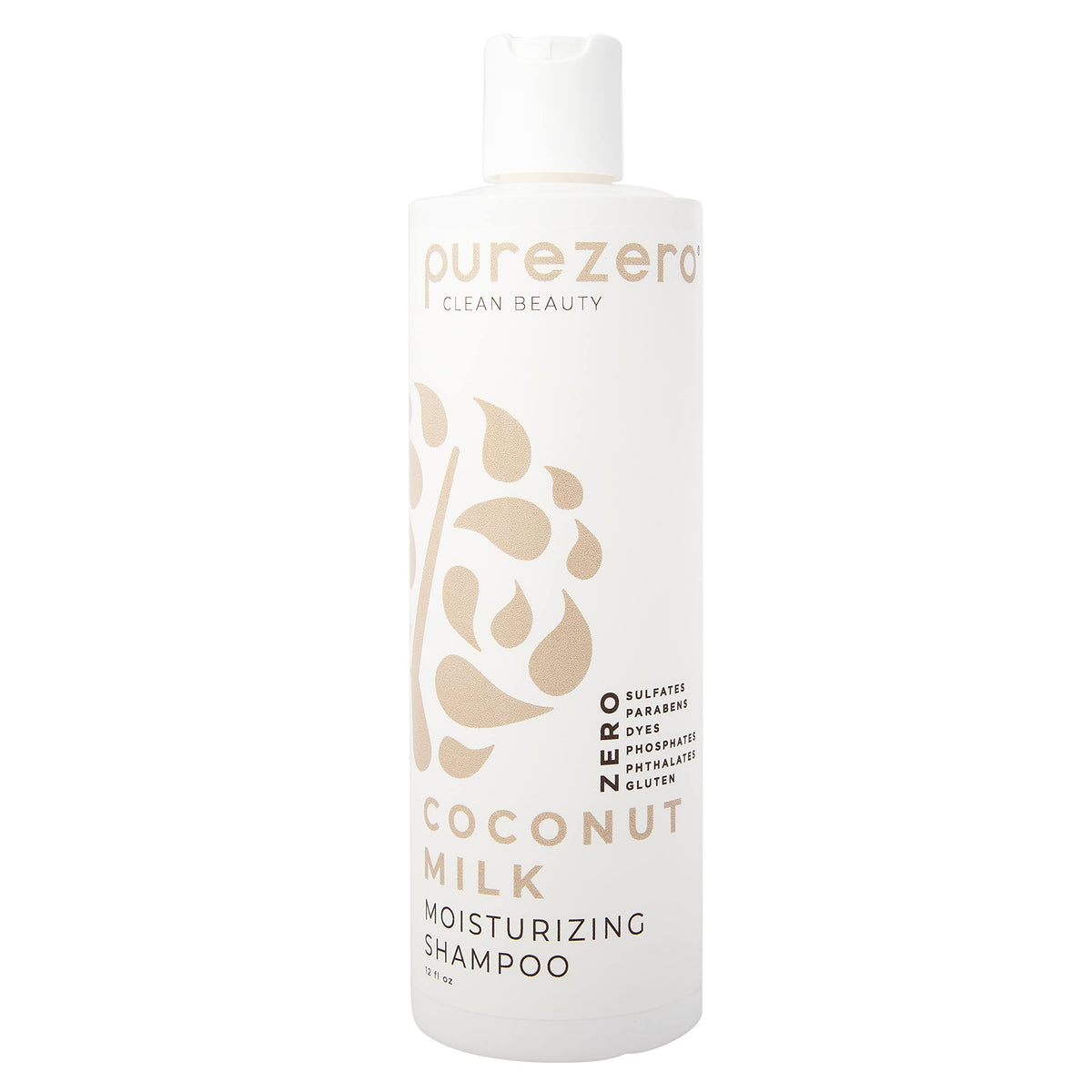 Purezero Coconut Milk Moisturizing Shampoo - 12 Fl Ounce - Intense Hydration & Increase Shine - Fight Dandruff & Frizz - Zero Sulfates, Parabens, Dyes