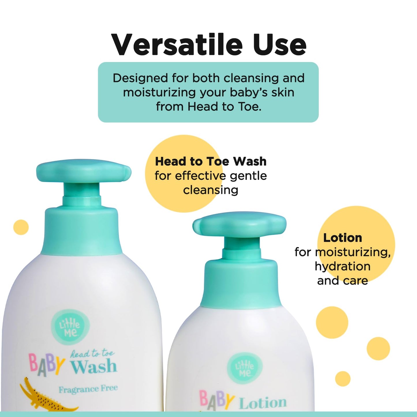 Little Me 2 Pack Set Baby Fragrance Free Head to Toe 500ml 3-In-1 Wash & 360ml Baby Lotion Beauty & Personal Care Little Me