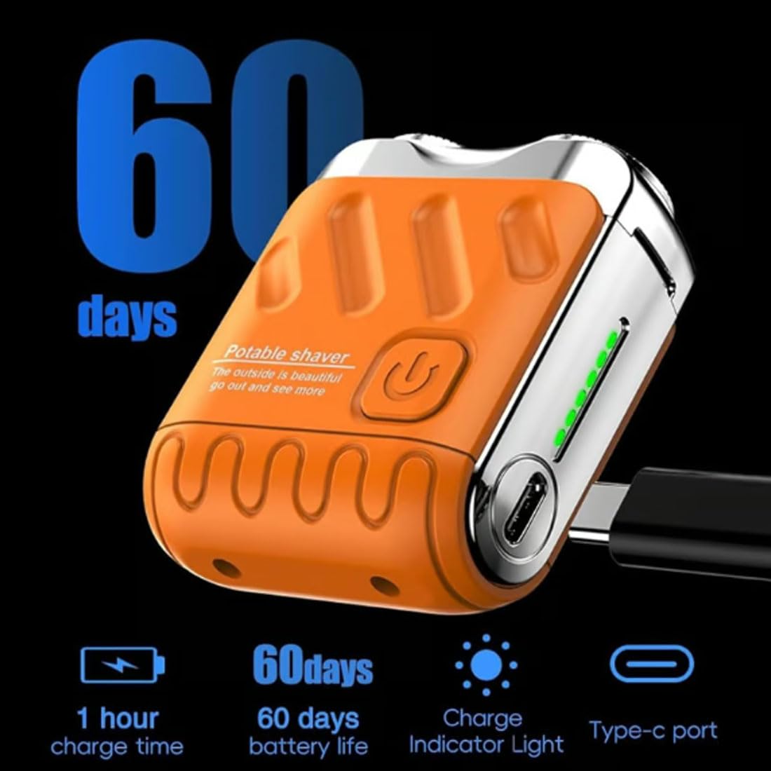 Small Steel Cannon Suspended Magnetic Blade, Portable Rotary Dual Ring Electric Shaver, Fully Waterproof, USB Rechargeable, One-Button Long Lasting Beauty and Personal Care tarcegta