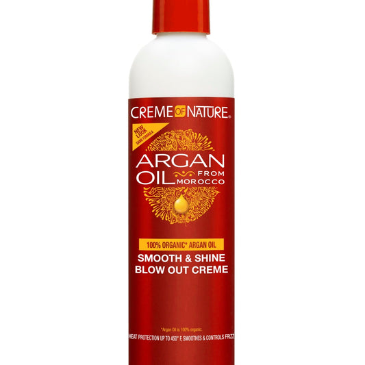 Creme of Nature Argan Oil Smooth & Shine Blow Out Creme, Heat Protectant up to 450°F, Frizz Control, Lightweight Styling Cream with Shine, 7.6 oz Beauty & Personal Care Creme of Nature