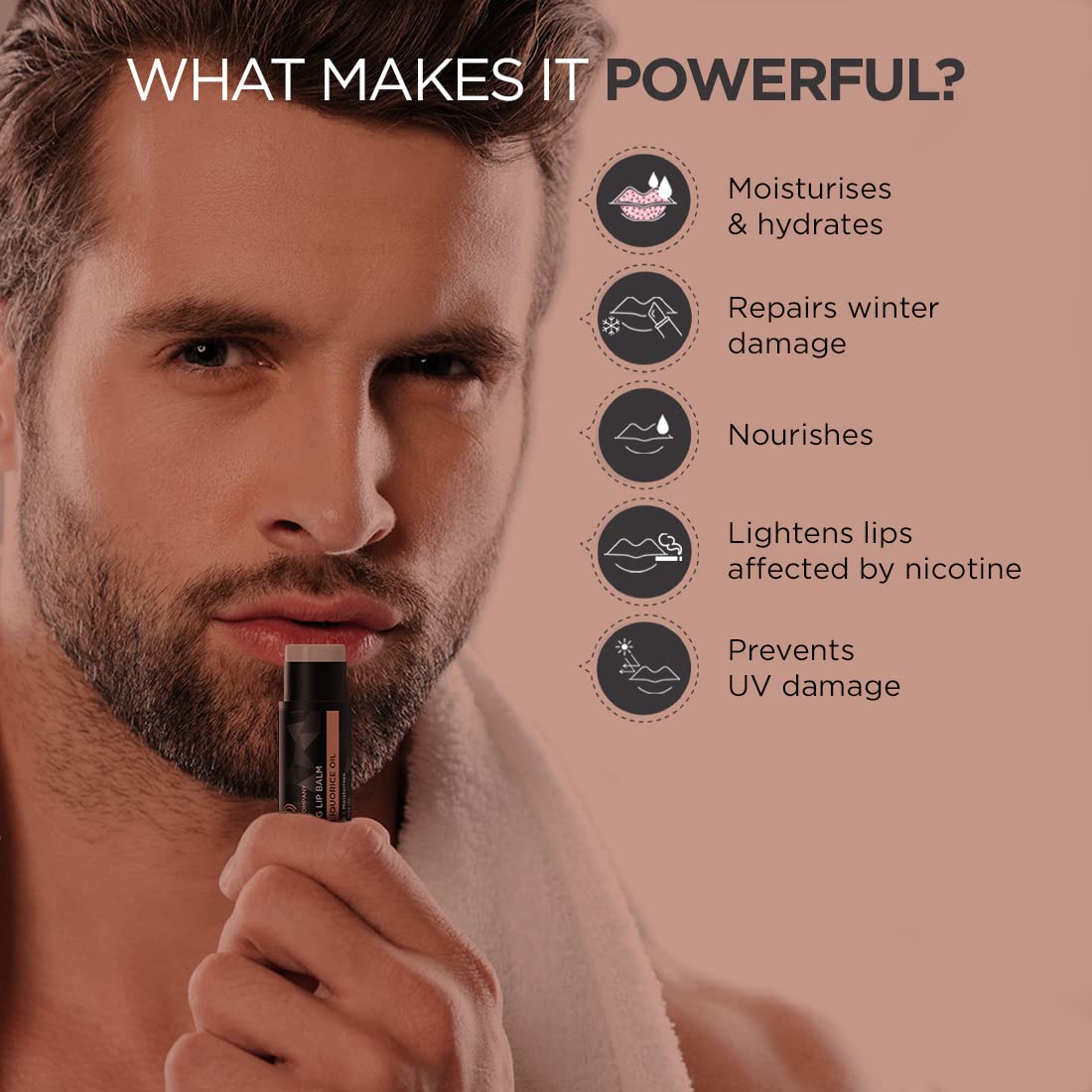 The Man Company Lightening Lip Balm for Men with Vitamin E & Liquorice Oil (0.14 oz), Lightens Darkened Lips, Nourishes, Moisturizes & Hydrates - PABA Beauty and Personal Care The Man Company
