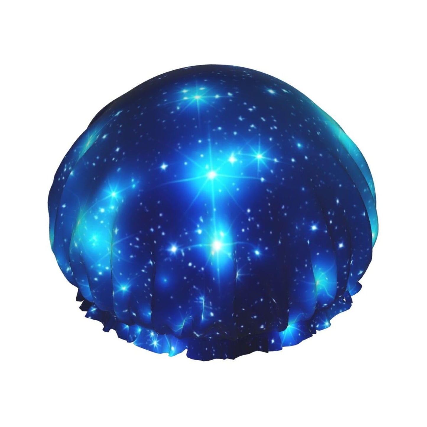 Blue Shining Stars Shower Cap for Women Men Large Reusable Shower Bonnet Double-Layer Waterproof Bath Caps Elastic Band Hair Hat for All Hairstyles Beauty and Personal Care BWLHJKE