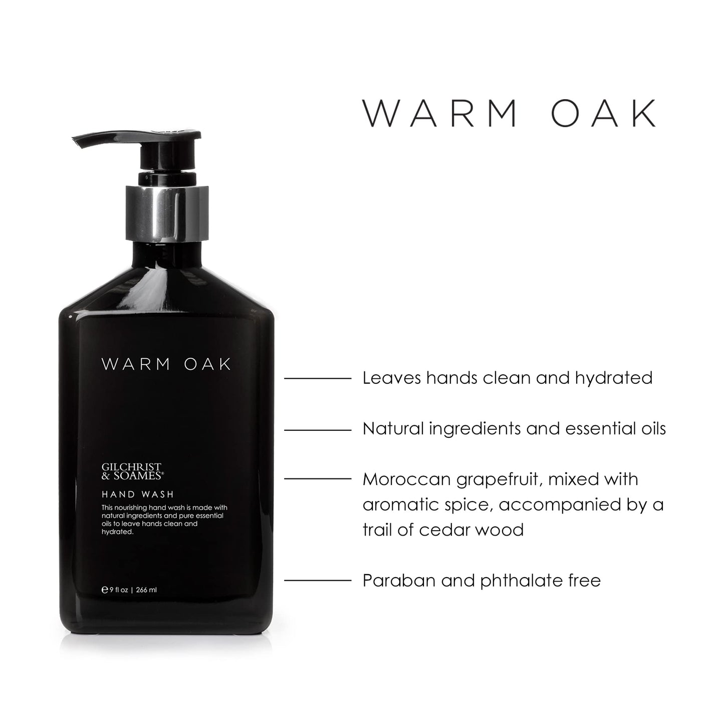 Gilchrist & Soames Warm Oak Hand Wash - 9oz - Natural, Essential Oils, All Skin Types, Zero Parabens, Sulfates, and Phthalates Beauty & Personal Care Gilchrist & Soames