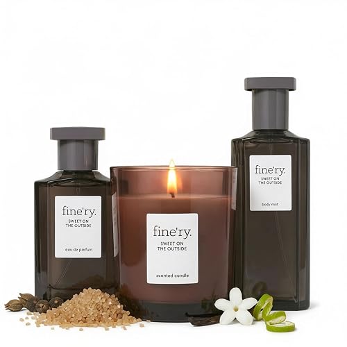 Fine'ry Sweet On The Outside Deluxe Fragrance Gift Set | Eau De Parfum, Candle & Body Mist | Sweet & Sultry Notes Of Vanilla, Cacao Wood & Vetiver | Beauty & Personal Care Fine'ry