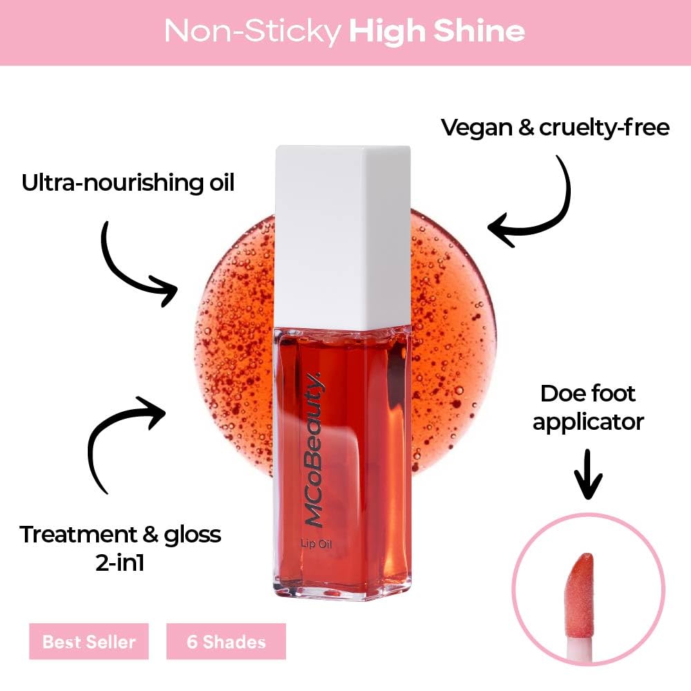 MCoBeauty Lip Oil Hydrating Treatment Tinted Lip Gloss - Sheer Red Beauty and Personal Care MCoBeauty