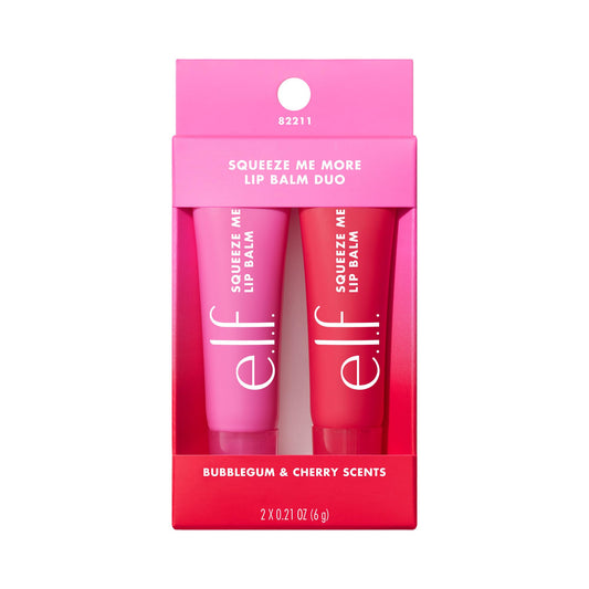 e.l.f. Squeeze Me More Lip Balm Duo, Moisturizing Balm For A Sheer Tint Of Color, Made With Hyaluronic Acid, Vegan , Cherry & Bubblegum Beauty & Personal Care e.l.f.