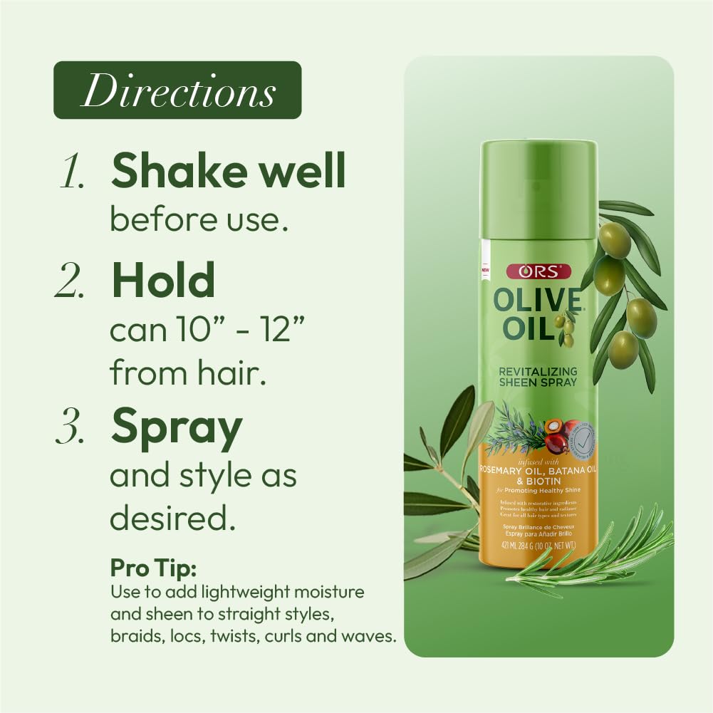 ORS Olive Oil Revitalizing Sheen Spray with Rosemary, Batana & Biotin Oil 10 Ounces Beauty & Personal Care ORS