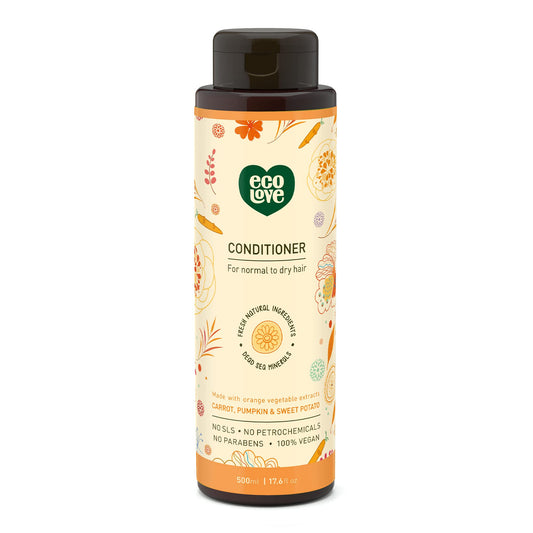 ecoLove - Natural Conditioner for Dry, Damaged Hair and Color Treated Hair - No SLS or Parabens - With Natural Carrot and Pumpkin Extract - Vegan Beauty & Personal Care ecoLove