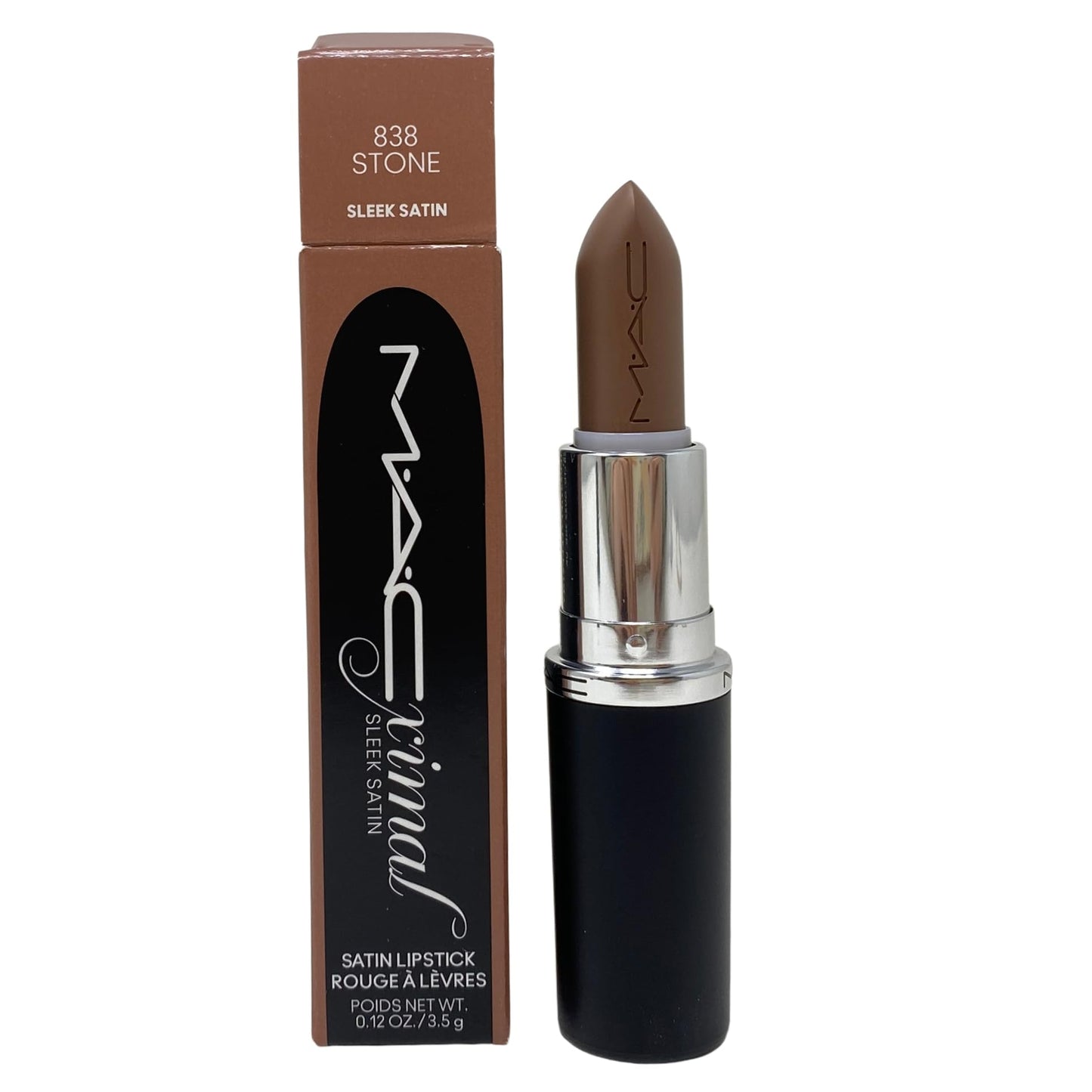 MAC Cosmetics M.A.Cximal Sleek Satin Lipstick - 838 Stone (Muted greyish taupe brown) 0.12 oz / 3.5g Beauty & Personal Care MAC