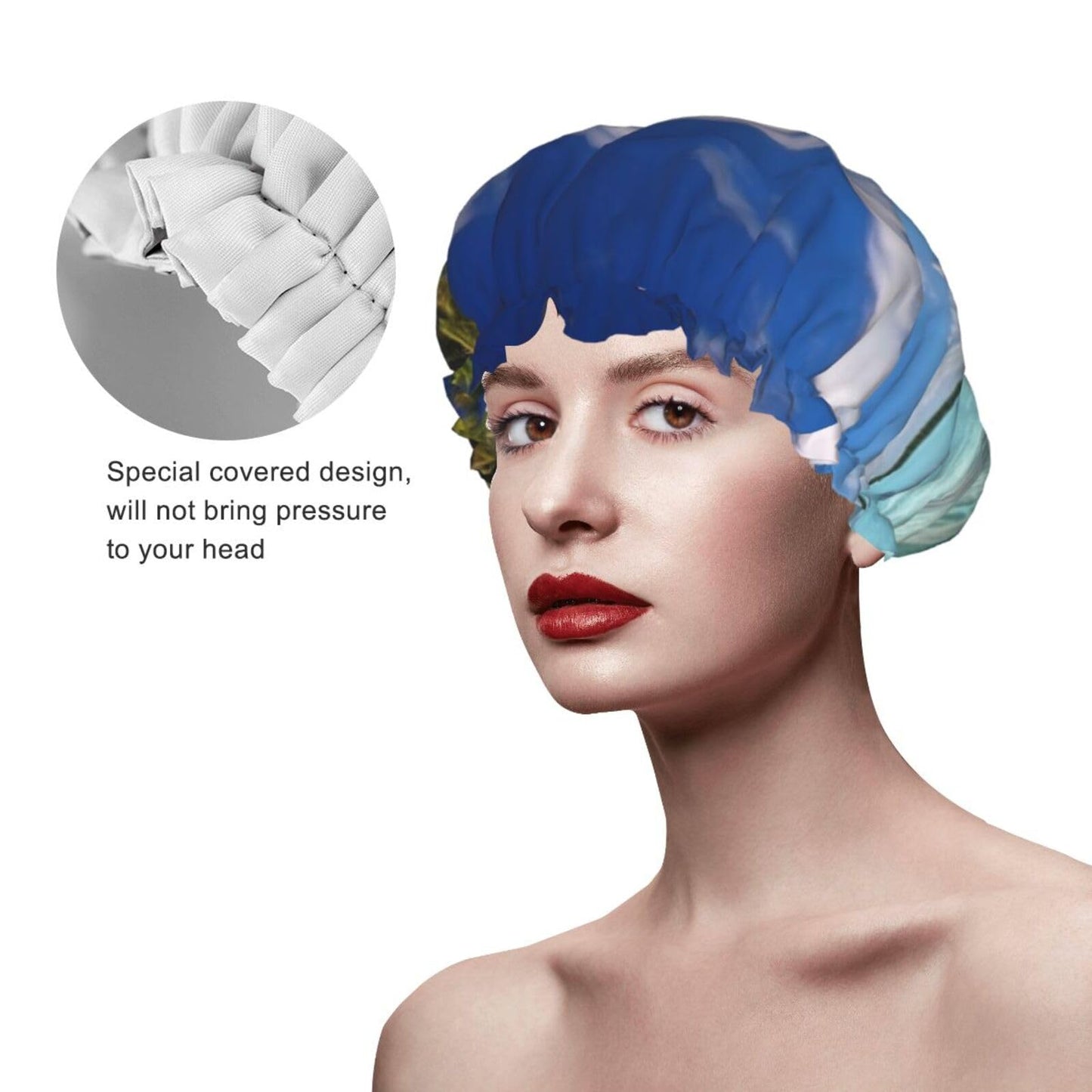 Aitutaki Lagoon, Cook Islands Shower Cap For Women Reusable Double Layers Bathing Bath Cap Hair Caps Waterproof Elastic Band Ladies Spa Salon Shower Beauty and Personal Care GDSHJKLW