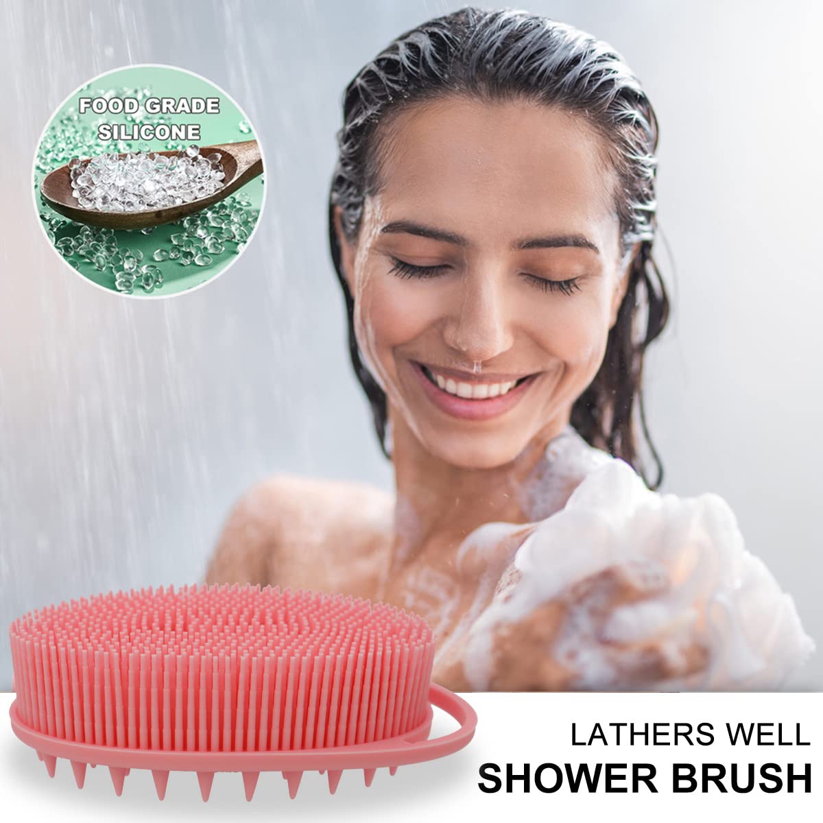 Upgrade 2 in 1 Bath and Shampoo Body Brush, Silicone Exfoliating Body Scrubber for Use in Shower, Premium Silicone Loofah, Head Scrubber, Scalp Beauty & Personal Care WETANG