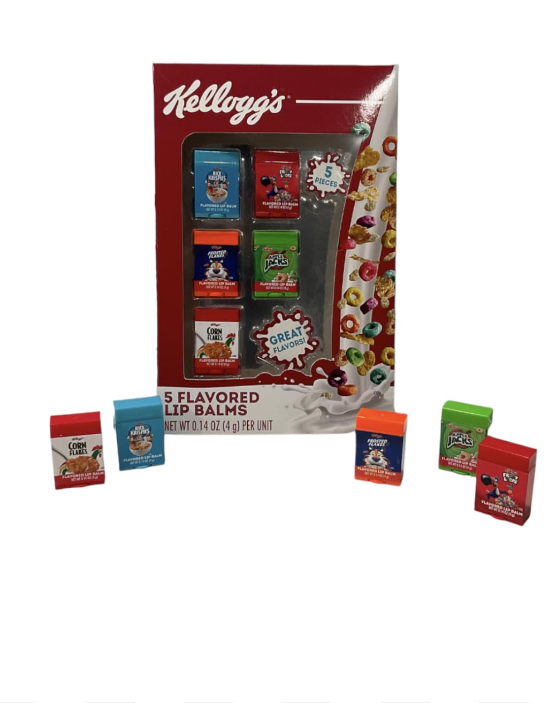 Taste Beauty 5-Piece Kelloggs Cereal Flavored Lip Balm Vending Machine Set, Cute Cereal Box Shaped Balms, Includes Corn Flakes, Rice Krispies, Frosted Beauty & Personal Care Taste Beauty