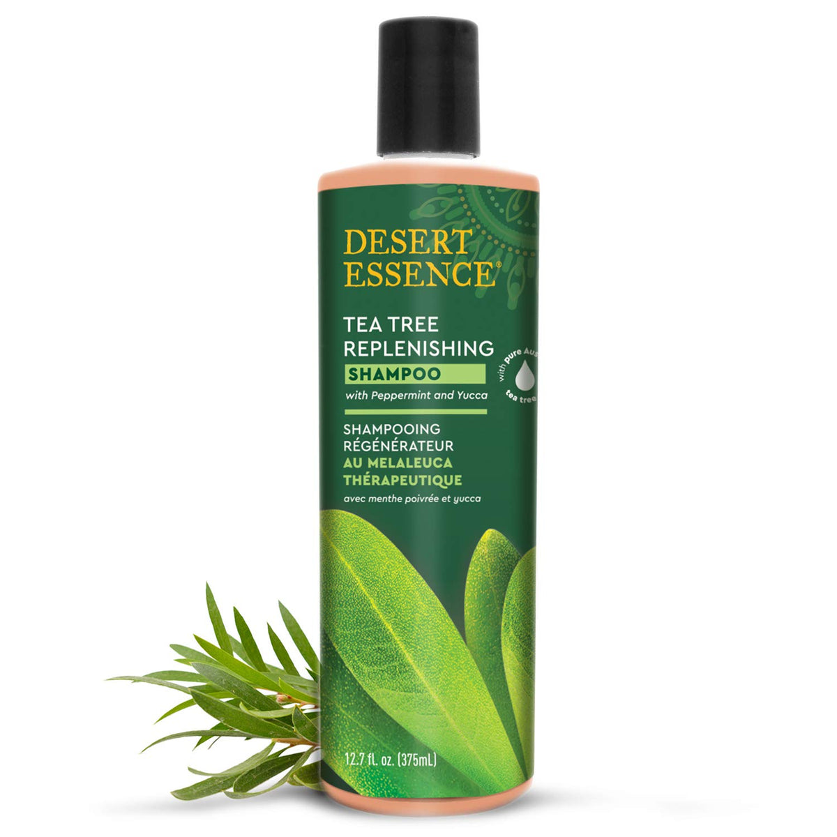 Desert Essence Tea Tree Replenishing Shampoo with Peppermint, 12.7 oz