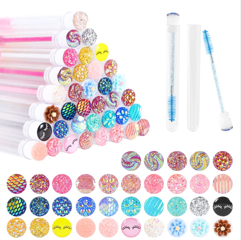 60 Pcs Colorful Lash Disposable Mascara Brushes Diamond Eyelash Spoolies Makeup Brush Mascara Wand in Sanitary Tube Lash Supplies Beauty & Personal Care Ipien