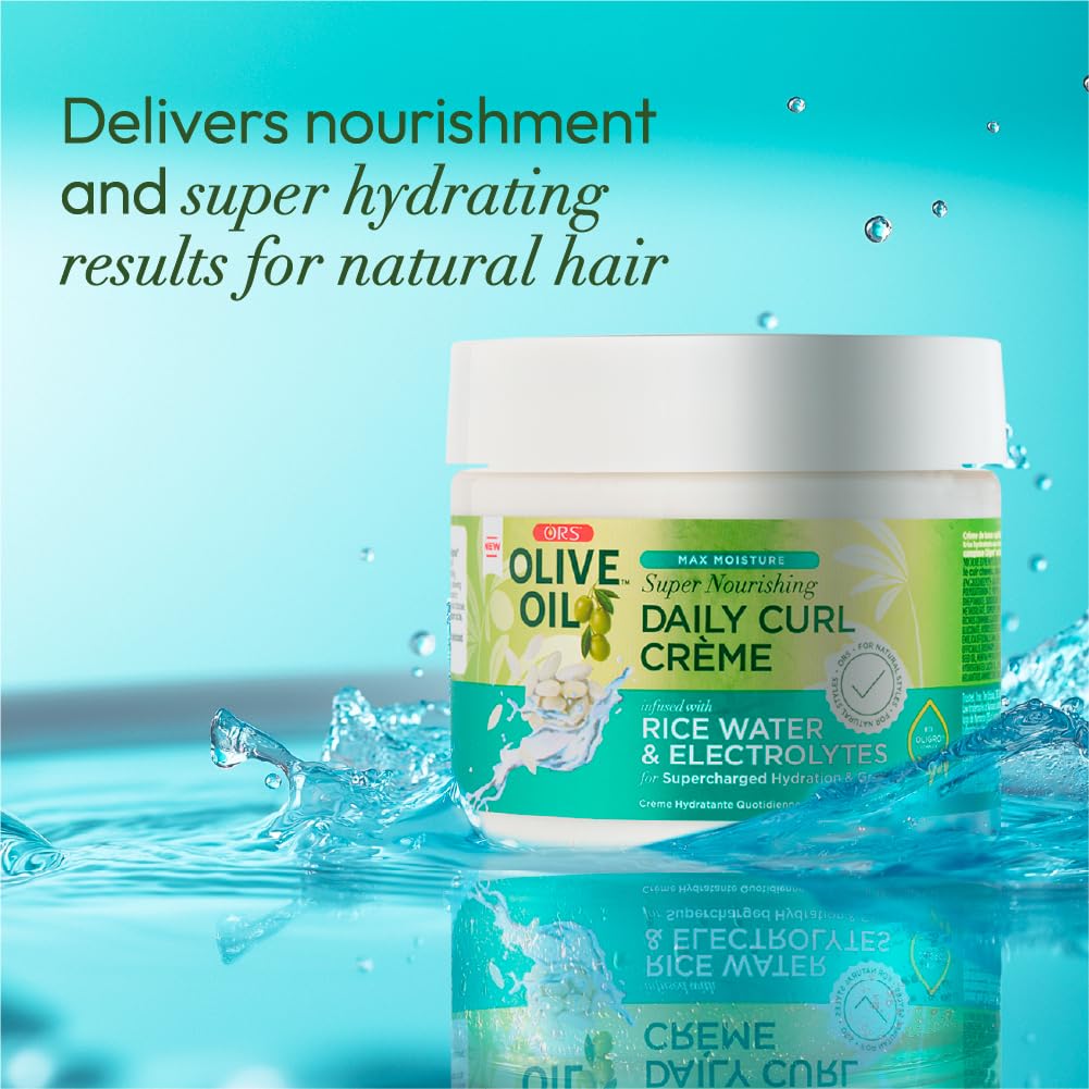 ORS Olive Oil Max Moisture Super Nourishing Daily Curl Crème infused with Rice Water & Electrolytes for Supercharged Hydration & Growth (8.0 oz) Beauty & Personal Care ORS