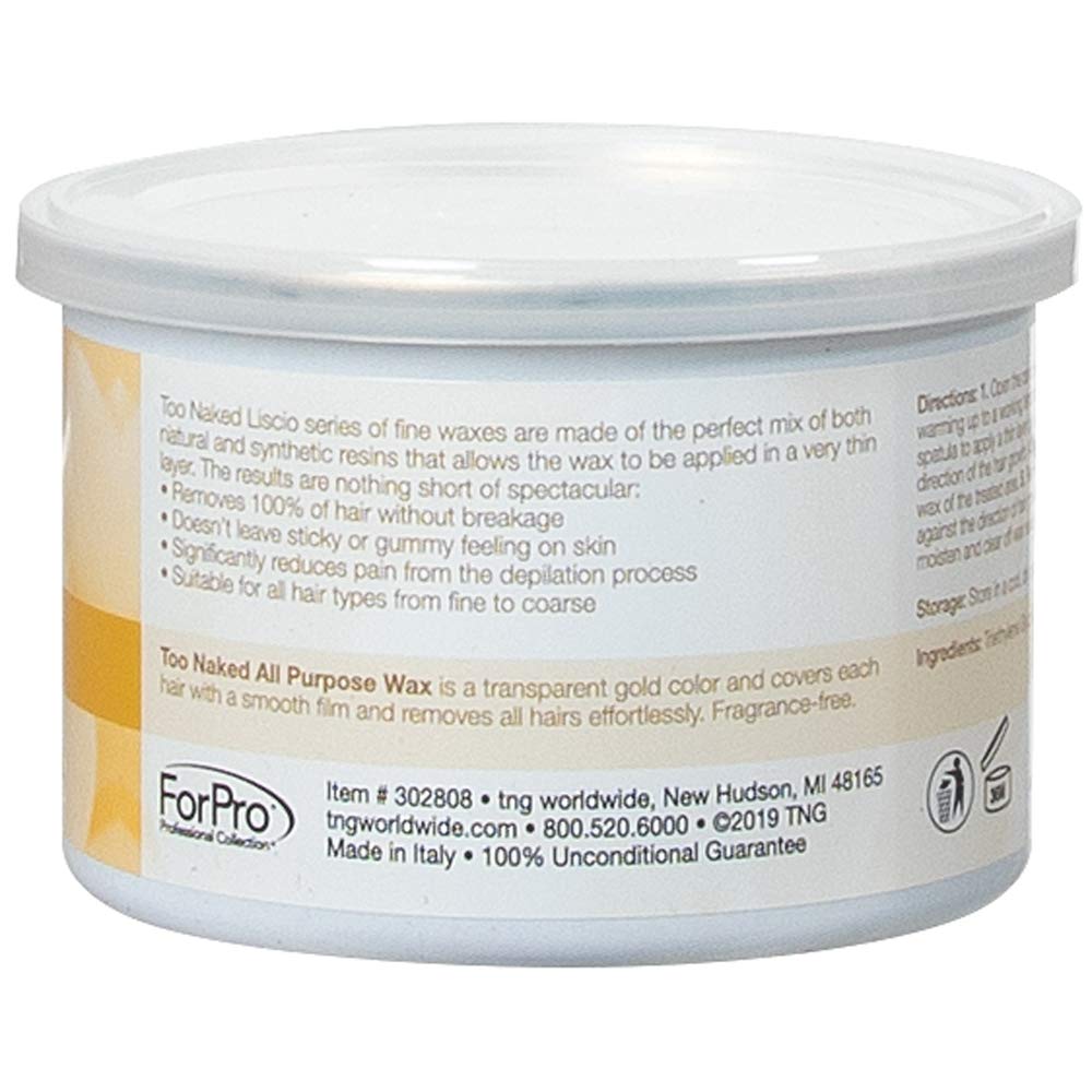 Too Naked Hair Removal All Purpose Wax, Non-Sticky Salon Wax, 100% Vegan, Fragrance-Free, 14 oz. Beauty and Personal Care TOO NAKED HAIR REMOVAL