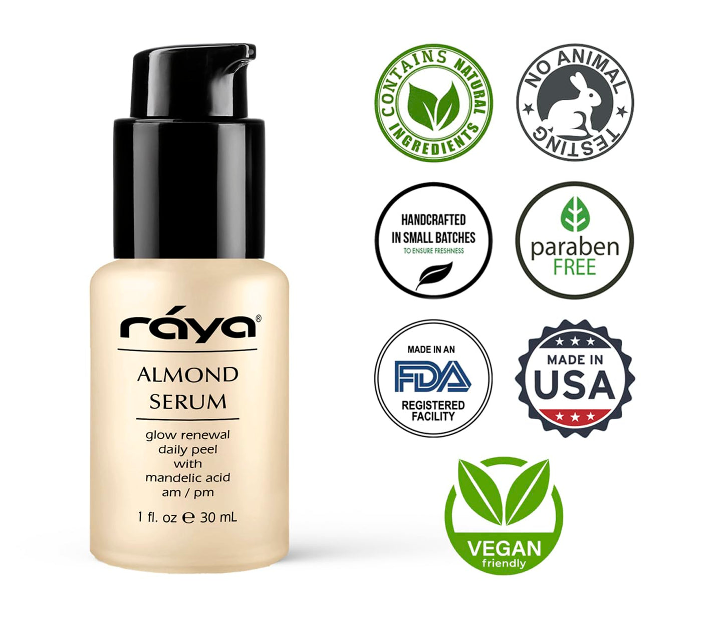 RAYA Almond Serum (508) | Exfoliating Facial Peel for Combination and Oily Skin | Helps Minimize Pores and Brighten Complexion Beauty & Personal Care Raya