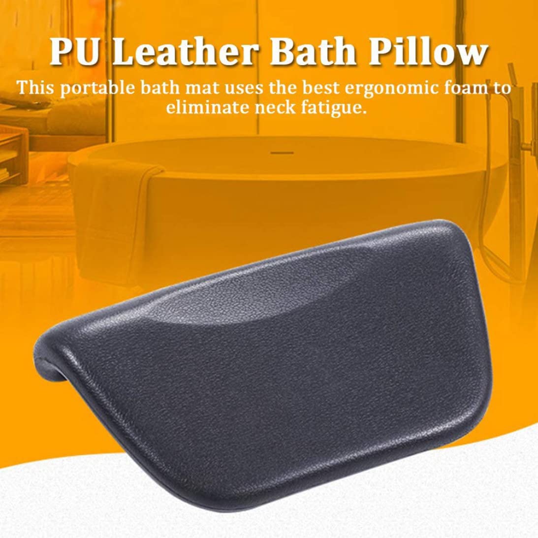Bath Pillow PU Leather Bath Spa Cushion Bathtub Ergonomic Head Neck Rest Support for Home Hot Tub Black Beauty and Personal Care Eioflia
