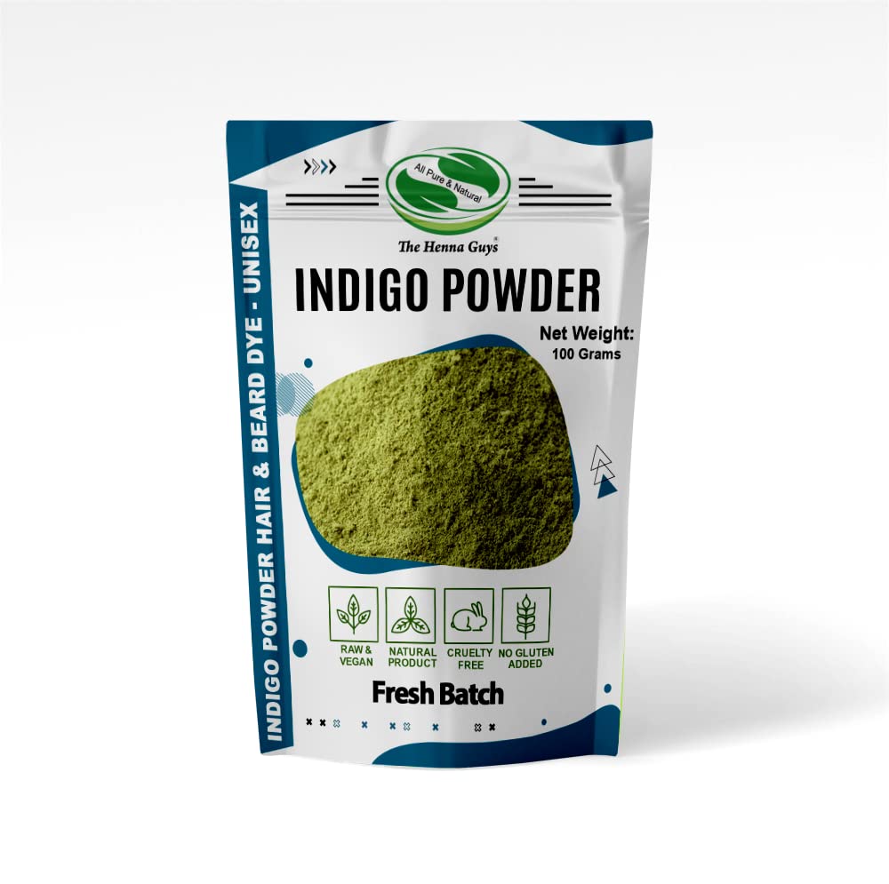 Indigo Hair & Beard Dye - All Natural & Plant-based (1 Pack, Indigo Powder) Beauty & Personal Care The Henna Guys
