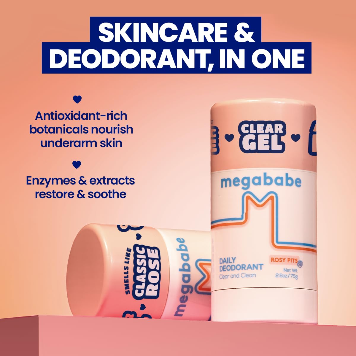Megababe Daily Deodorant Rosy Pits - Summer and Hot Weather Essential - Aluminum-Free, Clear & Clean - 2.6 oz (Pack of 1) Beauty and Personal Care Megababe