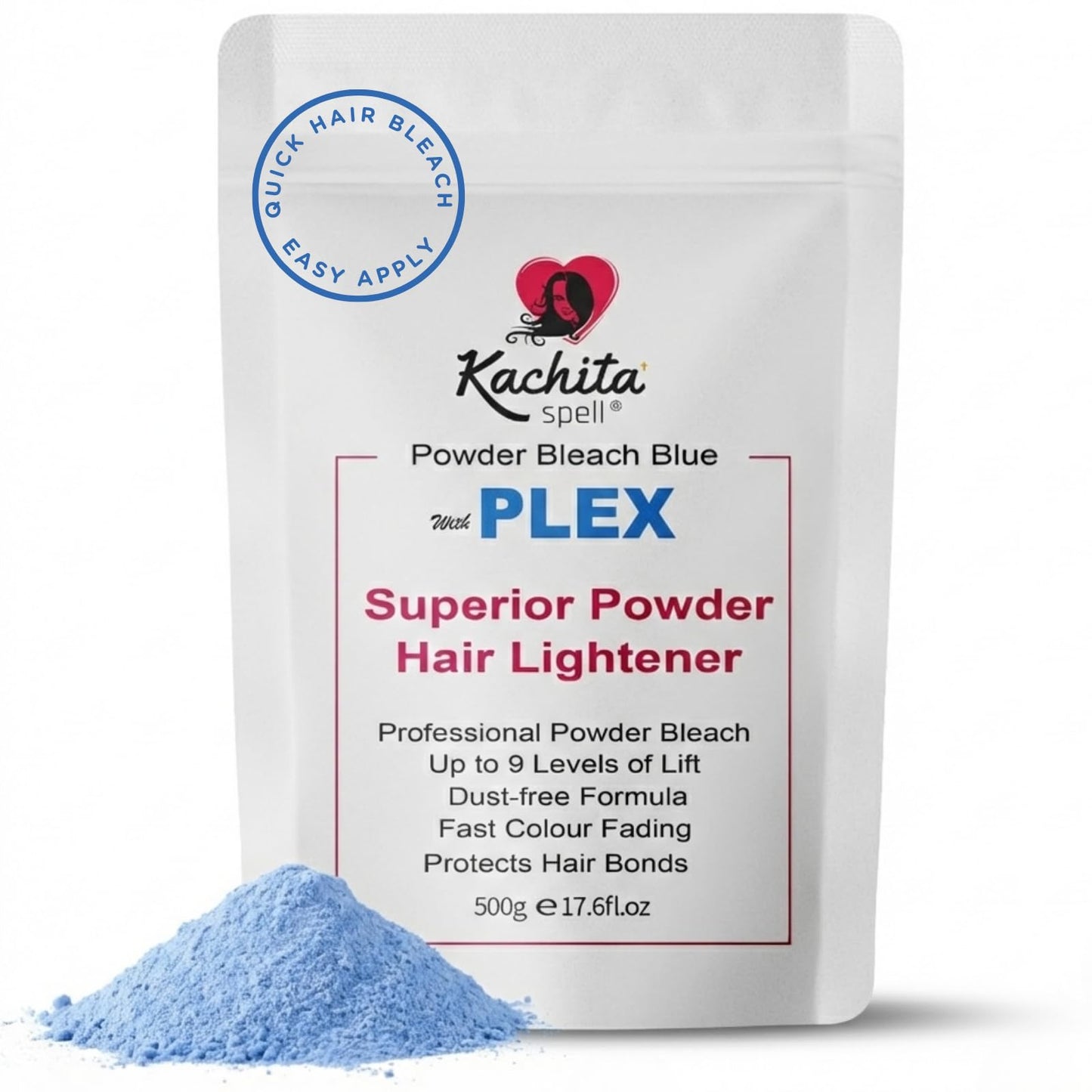 Kachita Spell Professional Blue Hair Bleach Lightener with Plex Technology, Up to 9 Levels of Lift Bleach Powder & Hair Decolorization for Highlights Beauty & Personal Care Kachita Spell