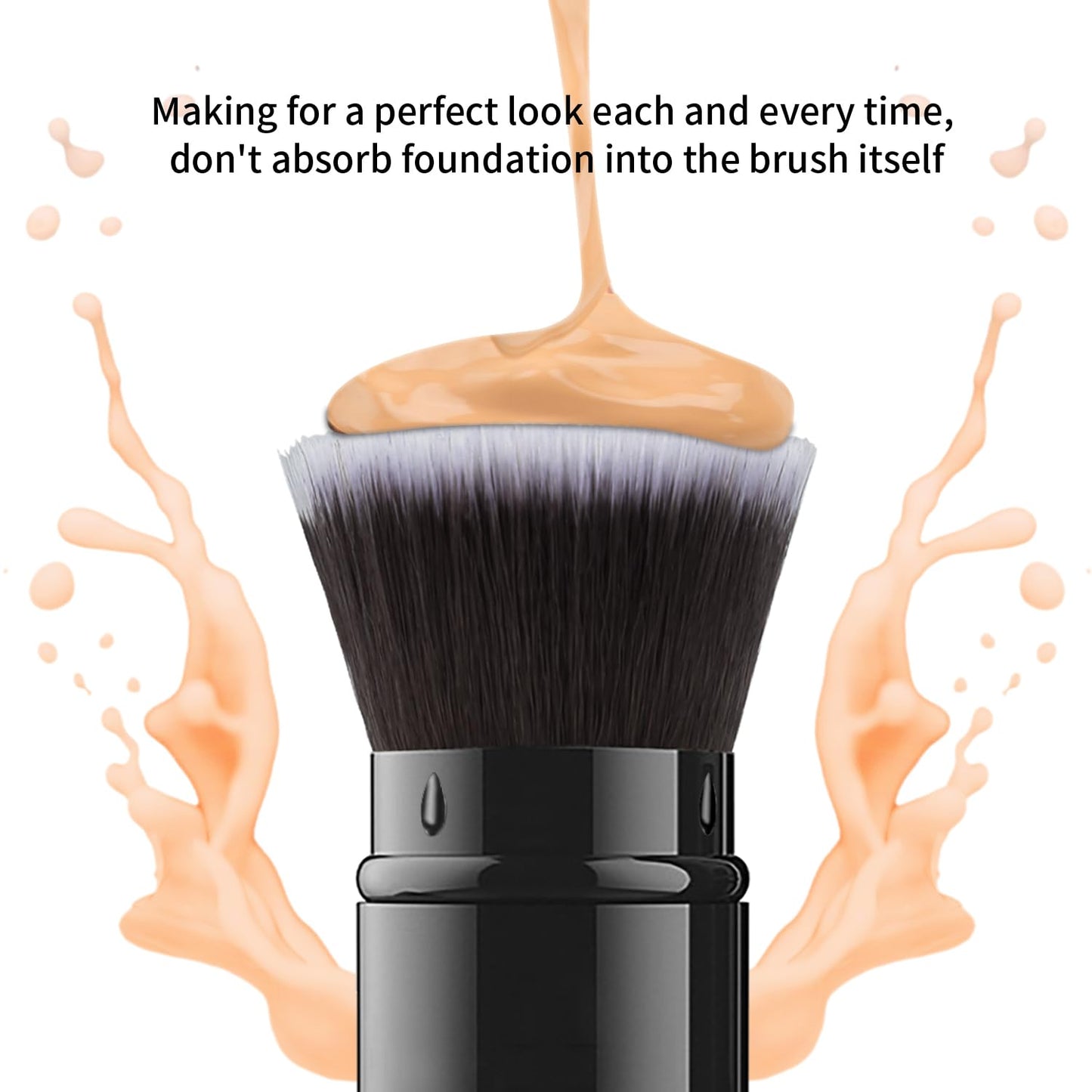 Falliny Makeup Brushes, Retractable Travel Kabuki Powder Foundation Brush, Portable Face Liquid Foundation Sunscreen Brush with Cover for Blending Beauty & Personal Care Falliny