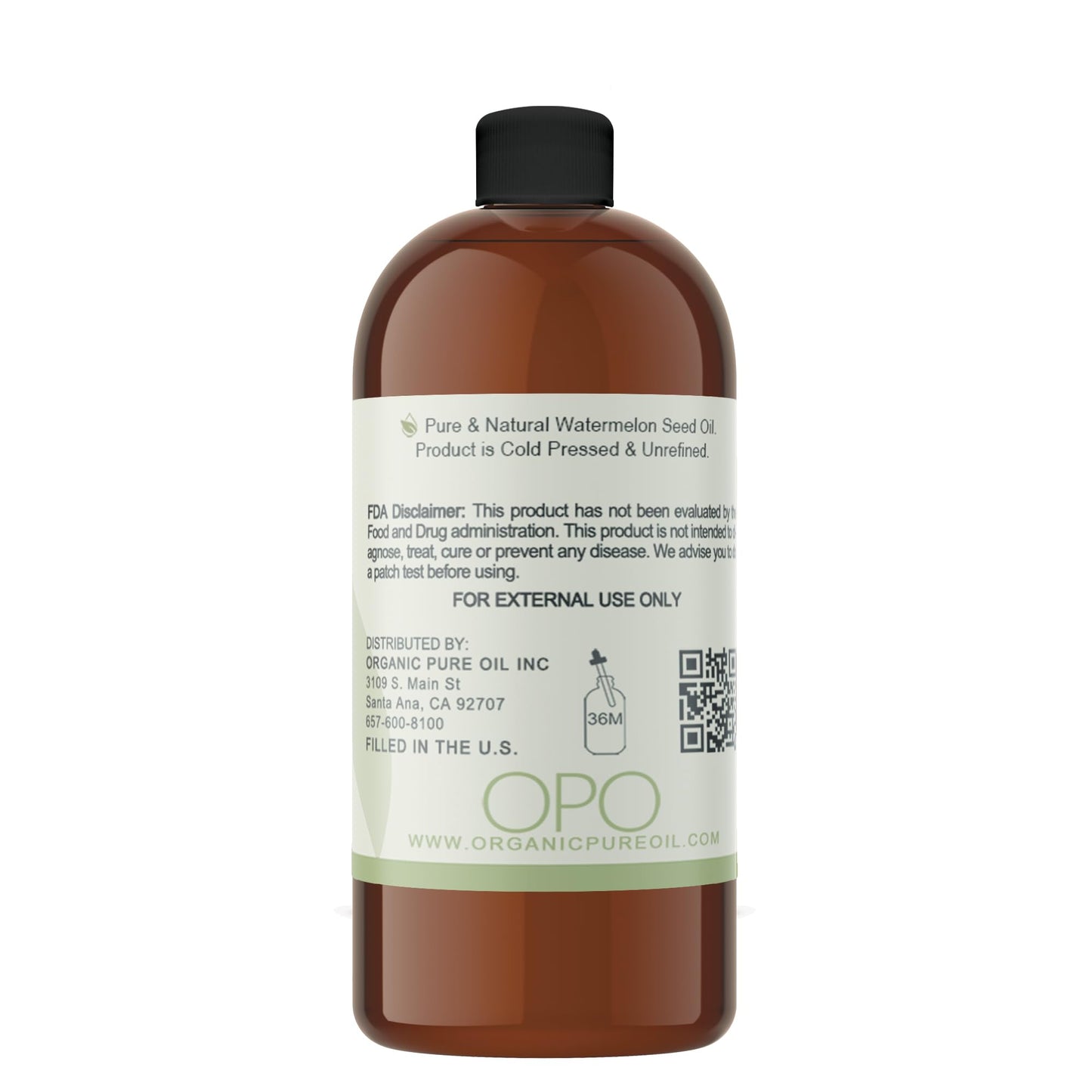 Watermelon Seed Oil - 32 oz - 100% Pure, Unrefined, All Natural, Non GMO, Bulk, Organically Sourced, Vegan, Carrier Oil for Face Scalp Hair Skin Nails Beauty & Personal Care OPO