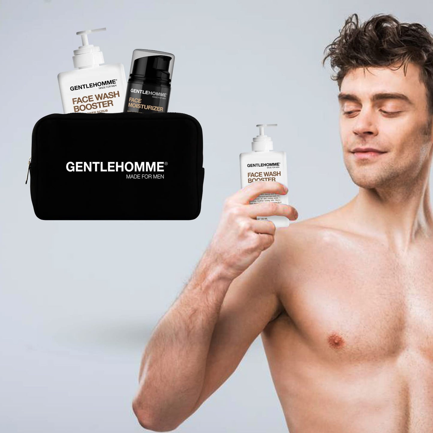 Gentlehomme Facial Kit - Pouch, Facial Cream & Cleanser for Men, Face Essentials for Travel, Men's Travel Skincare Set - Includes Facial Cream (1.8 Beauty & Personal Care Gentlehomme