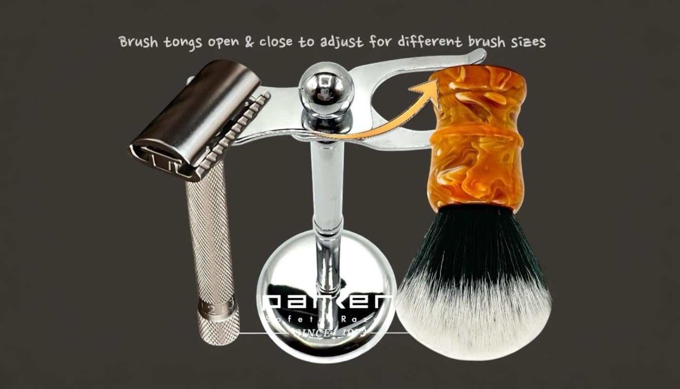 Parker Safety Razor, The Adjust-O-Stand, Adjustable Safety Razor & Shave Brush Stand, Simple to Customize to fit Any Size Shave Brush - PATENT PENDING Beauty and Personal Care Parker Safety Razor