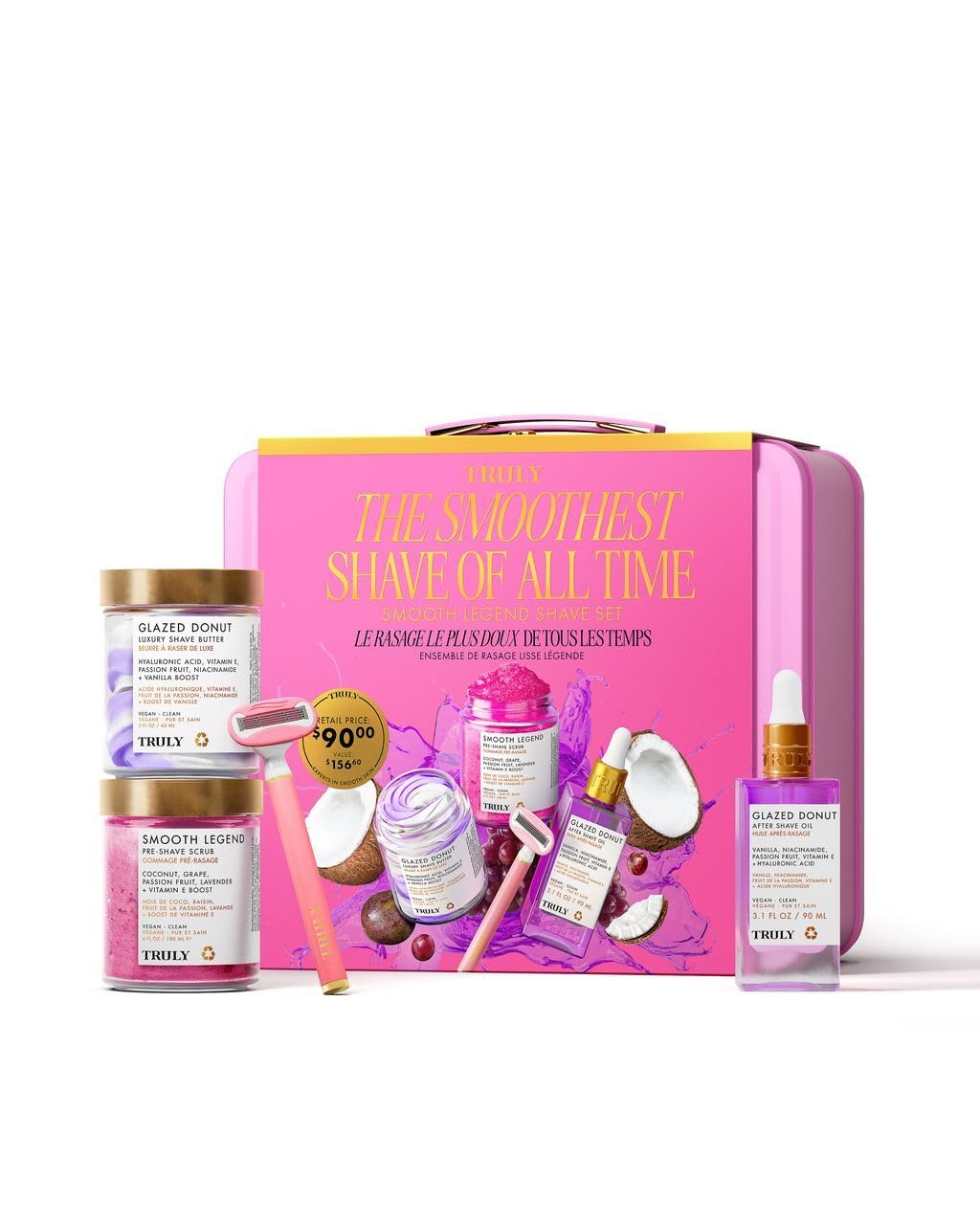 Truly Beauty Ultimate Smooth Legend Shave Set - 3-Step Kit with Body Scrub, Shave Butter, After Shave Oil, Razor & Fuzzy Bag - Prevents Ingrowns Beauty and Personal Care Truly