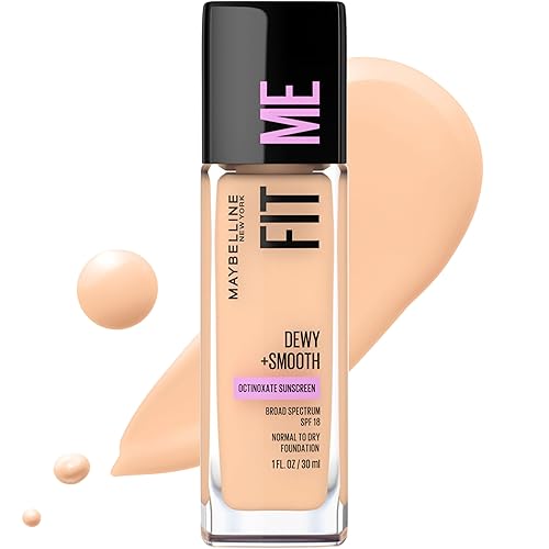 Maybelline Fit Me Dewy + Smooth Liquid Foundation Makeup, Classic Ivory, 1 Count (Packaging May Vary) Beauty & Personal Care MAYBELLINE