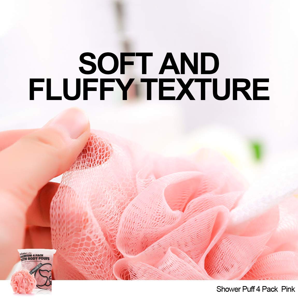 Loofah Sponge Bath Sponge for Women Men 4 Pack (Pink) Beauty & Personal Care WhaleLife