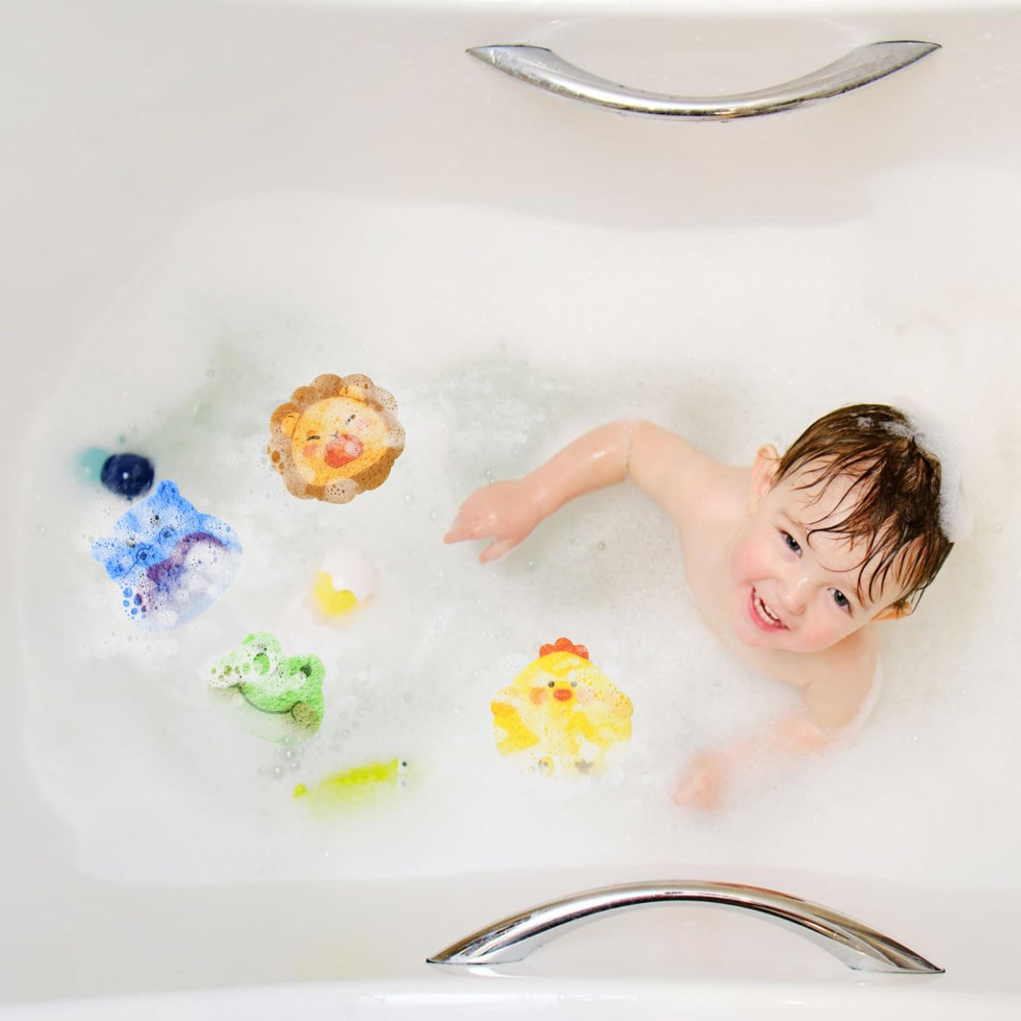 Cute Colorful Cartoon Shape Bath Sponge for Kids,Baby Sponge for Bathing (Hippo+Frog+Lion+Chicken) Beauty and Personal Care Pumwoy