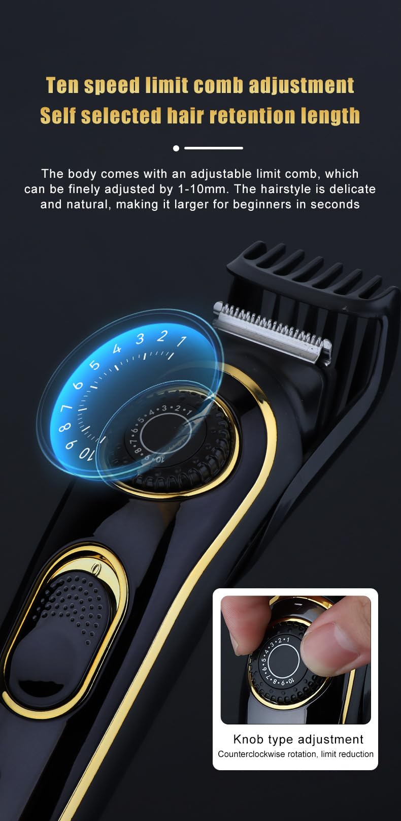 GLESVOWIO Electric Hair Clipper for Men Women Kids Use Professional Oil Head Scissors with Power Motor 10 Speed Adjustable Rechargeable Hair/Beard Beauty and Personal Care GLESVOWIO