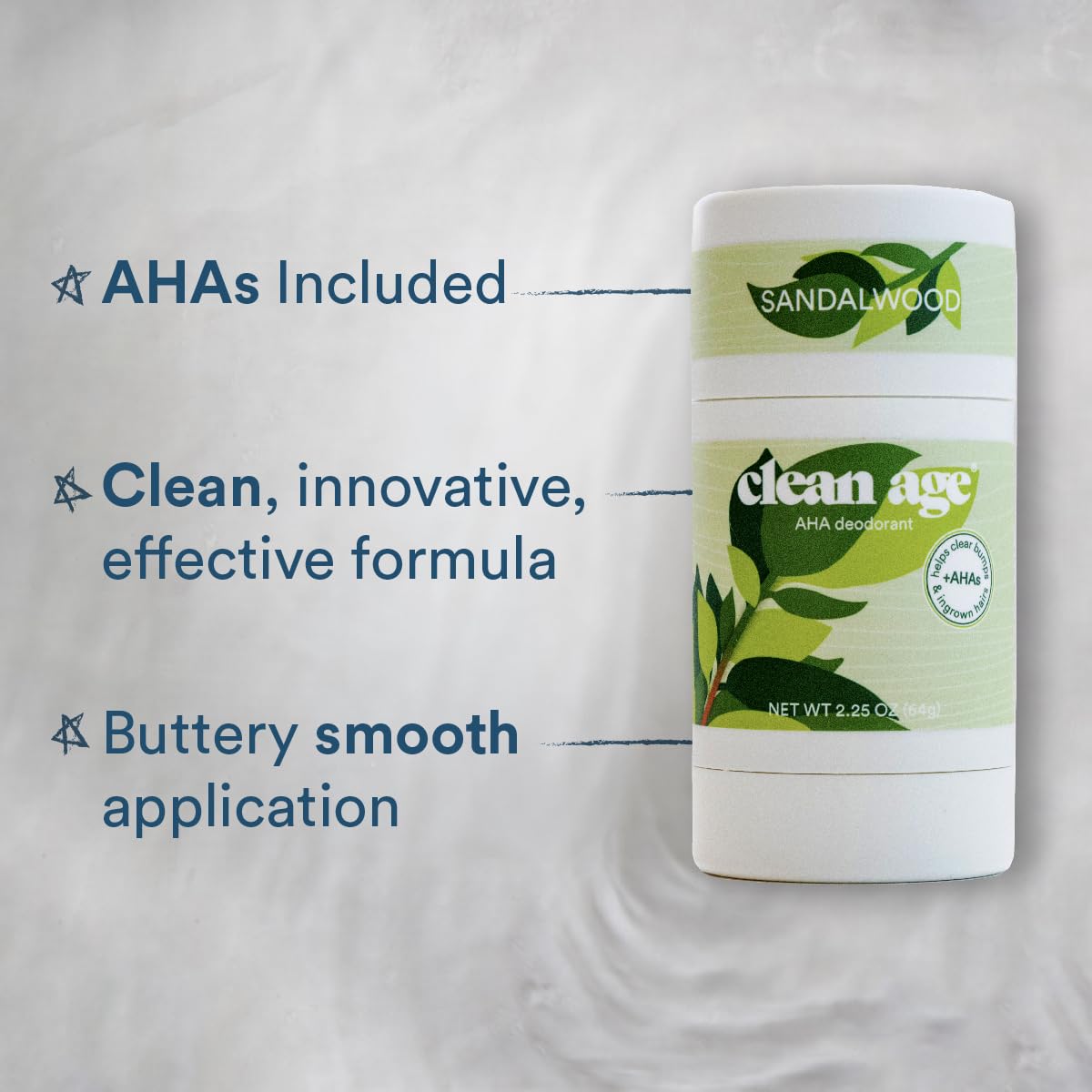 Clean Age Aluminum Free Deodorant, Sandalwood Scent, 2.25oz 1 Pack, Teen Deodorant for Boys and Girls, Paraben Free, No Aluminum for Sensitive Skin Beauty and Personal Care CLEAN AGE