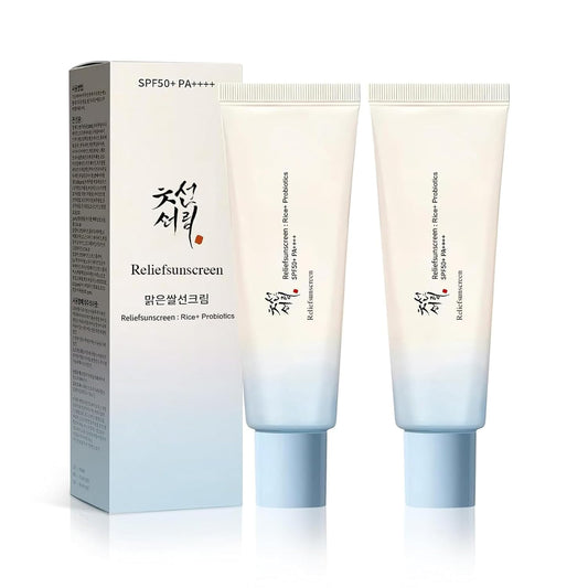 2PC Organic Sunscreen SPF50, Korean Skin Care Solution for All Skin Types, ++++PA++++ Rice and Probiotics (A, Sun Protection Factor (SPF), 50) Beauty and Personal Care GEBUTP Default Title