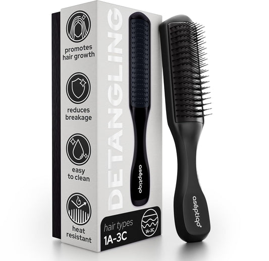 Aséptiqo Brush - Premium Detangling Hair Brush, Compact & Easy to Clean Multi Purpose HairBrush for Men, Women, Kids - Ideal for Straight to Wavy Beauty & Personal Care Aséptiqo