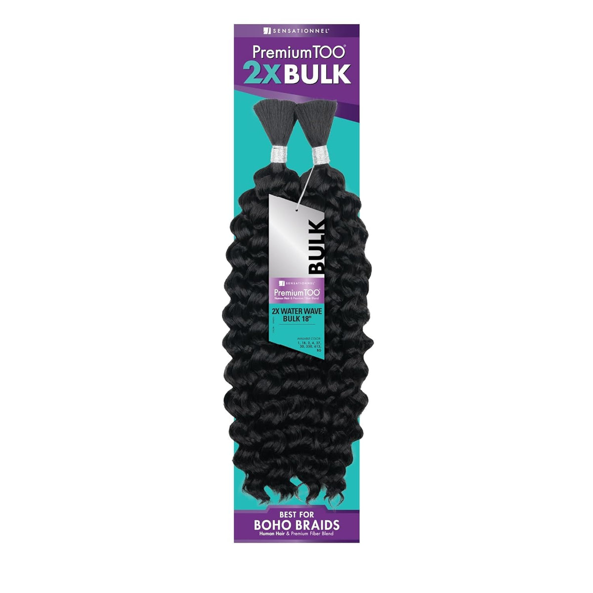 Sensationnel PremToo bulk weaving - 2x water wave human hair blend for boho, knotless box or curly loose wave styles - 1 pack (18 inch, 1B OFFBLACK)