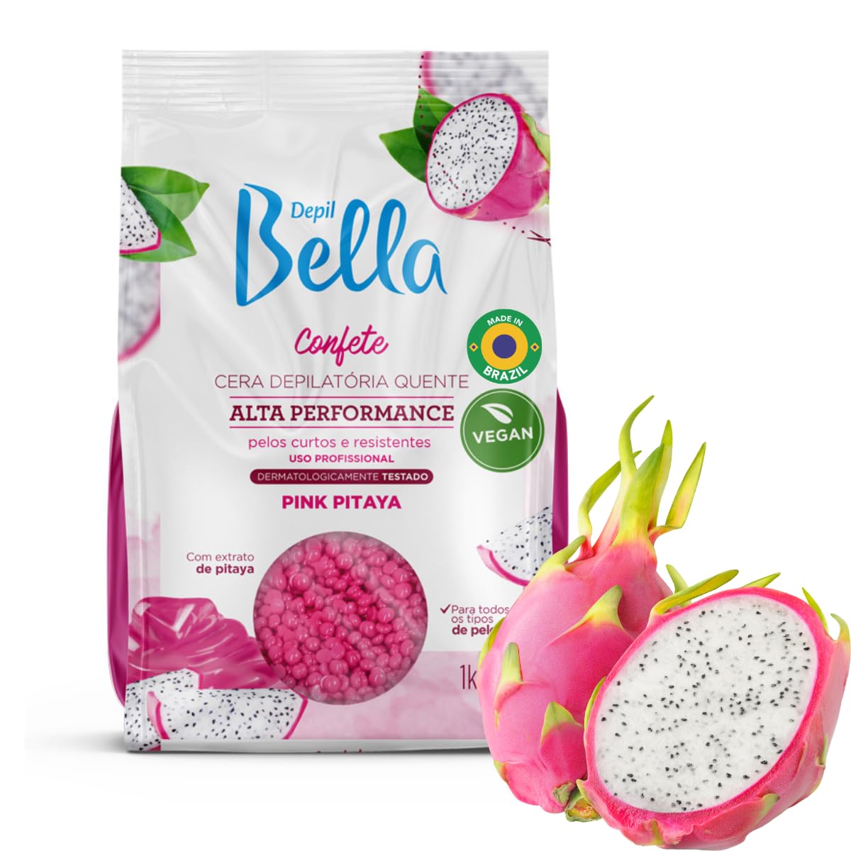 DEPIL BELLA Pink Hard Wax Beads 2.2 lbs for Hair Removal, High-Performance for Short and Resistant Hair, Vegan, Body and Face Wax Beads With Dragon Beauty and Personal Care DEPIL BELLA
