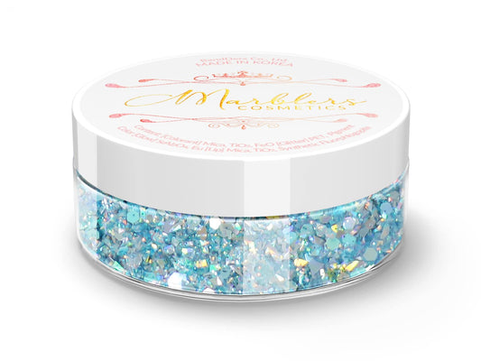 MARBLERS Mixed Shaped Face & Body Glitter [Blue] 0.18oz (5g) | Chunky | Chopped | Flake | Non-Toxic | Vegan | Cruelty-Free | Festival, Rave & Party Beauty & Personal Care MARBLERS