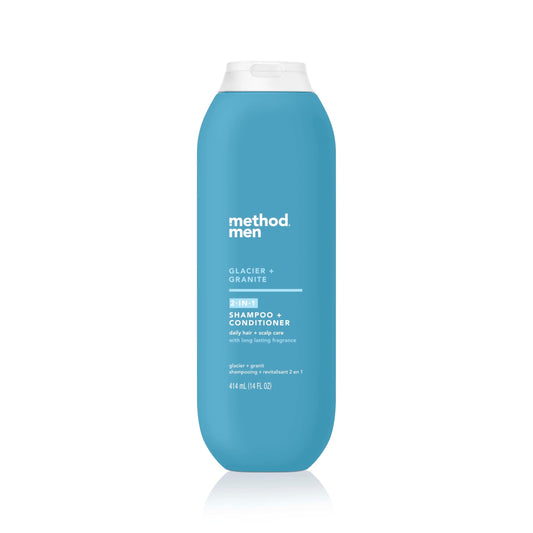 Method Men 2-in-1 Shampoo and Conditioner, Glacier + Granite - Cleans and Conditions with Argan and Jojoba Oil - Made without Parabens - 14 oz Beauty and Personal Care Method Default Title