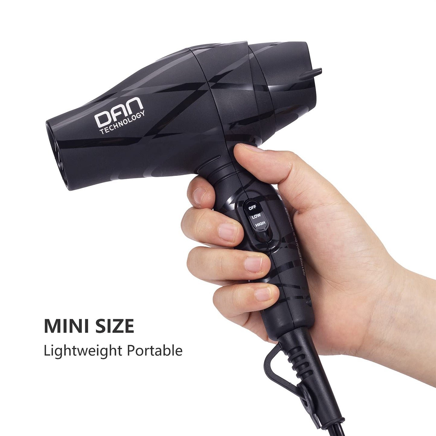 Portable Mini Blow Dryer with Concentrator&Diffuser, with Nozzle Attachment Ceramic,Lightweight Travel Hair Dryer, 2 Heat Settings Beauty & Personal Care DAN Technology