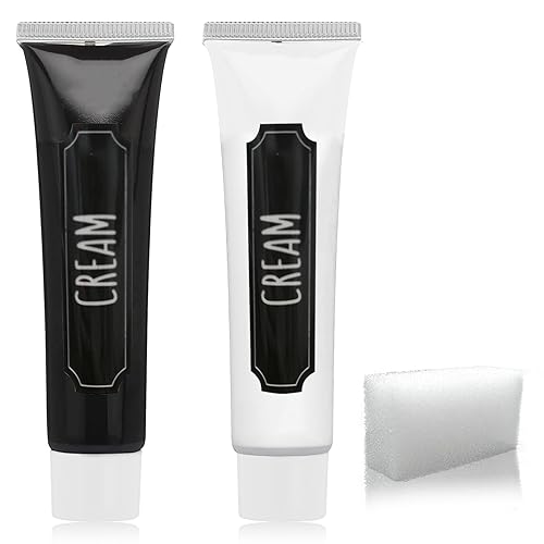 LZYLLS Halloween Face Paint Makeup Kit,Black White Face Body Paint,Special Effects Parties White Joker Cosplay Zombie Clown Costume Halloween SFX Beauty & Personal Care LZYLLS