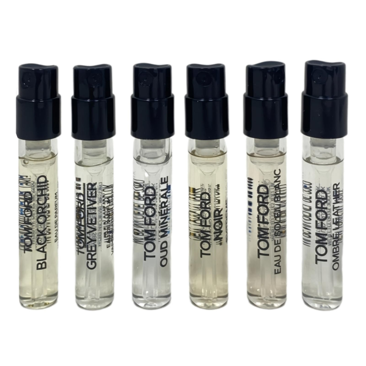 Tom Ford Signature Mini Discovery Set, 6 Fragrance Samples - Black Orchid, Oud Minérale, Grey Vetiver, Noir Extreme, Eau de Soleil Blanc & Ombré