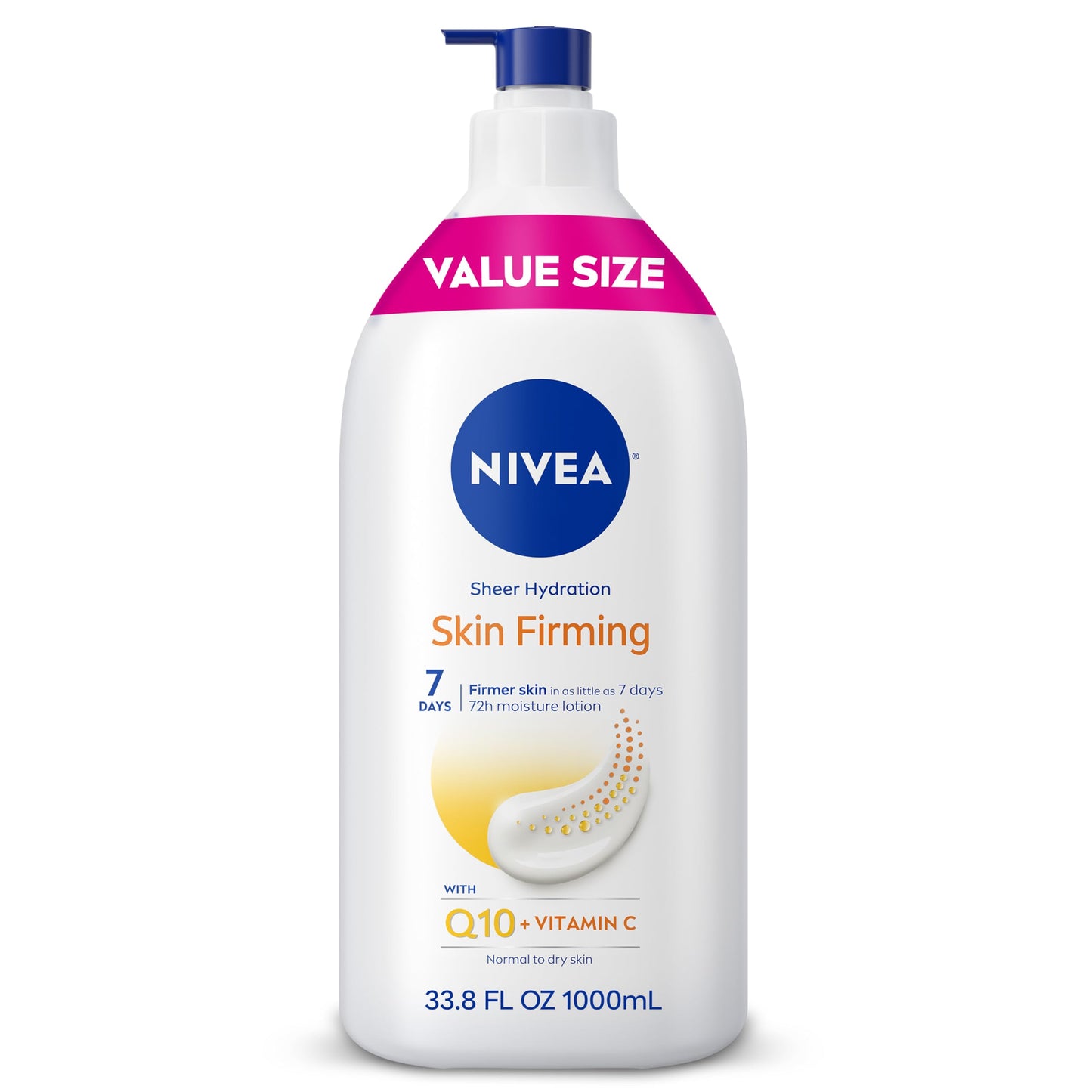NIVEA Sheer Hydration Skin Firming Body Lotion with Q10 and Vitamin C, 72-Hour Body Moisturizer for Normal to Dry Skin, 33.8 Fl Oz Value Size Pump Beauty & Personal Care NIVEA