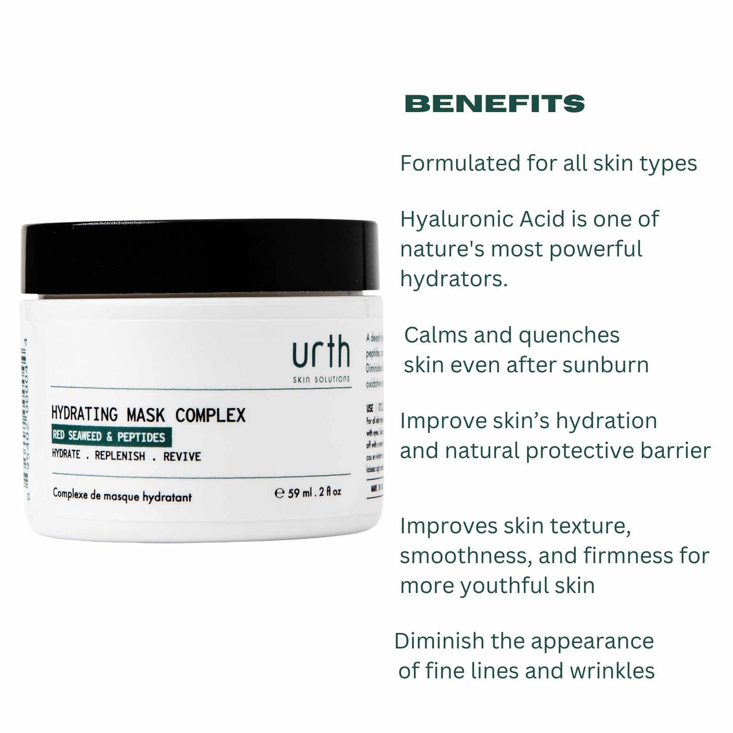 Urth Skin Solutions Hydrating Mask for Men, 2 oz - Anti Aging Hydrating Gel with Peptides, Argireline, Botanical Extracts, Vitamins, Restore Beauty & Personal Care Urth Skin Solutions For Men