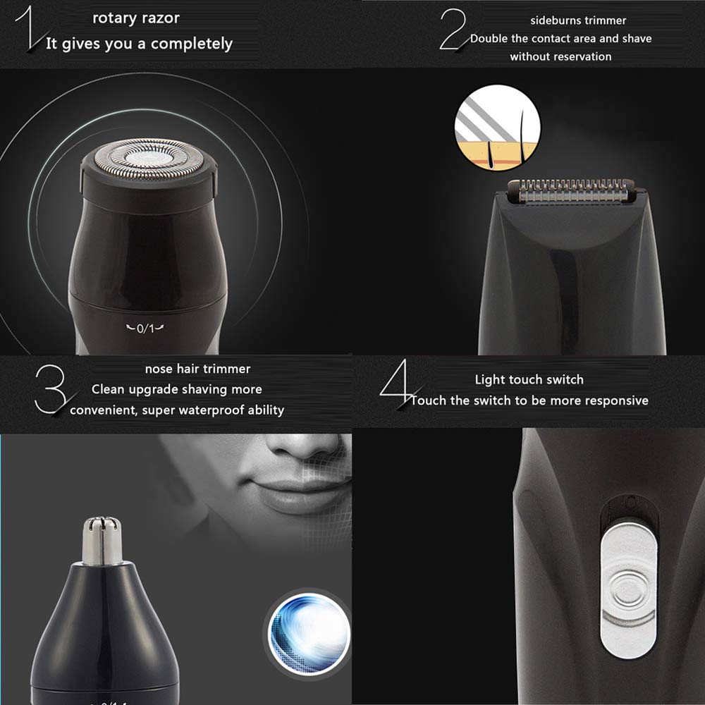 Men's Electric Shaver 3 with 1 Rotary Shaver Cordless Waterproof USB Quick Charge Wet/Dry Electric Shaver Includes Clipper and Nose Hair Trimmer Beauty and Personal Care INVODA