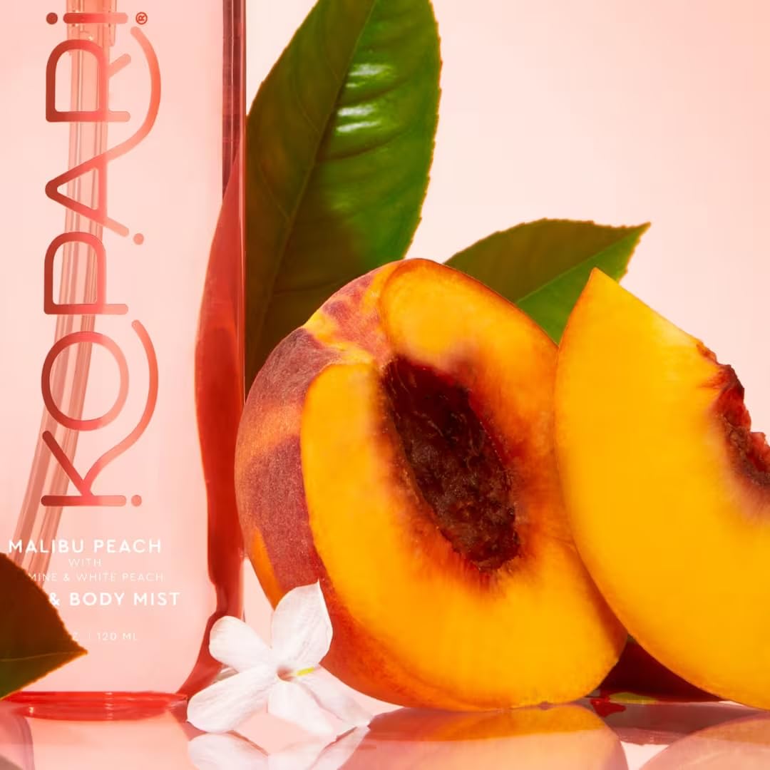 Kopari Hair & Body Mist Malibu Peach, Long-Lasting Playful Vibrant Tropical Scent, Warm Floral Fragrance, Blend of Peach with a Kiss of Jasmine, 4 oz Beauty & Personal Care Kopari